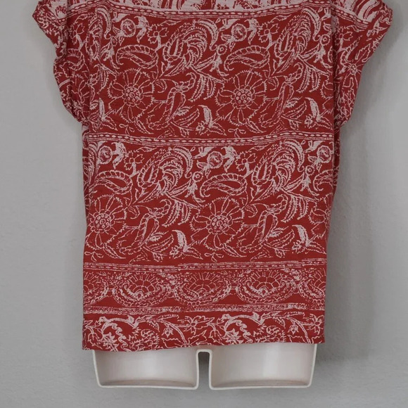 Lucky Brand Floral Knot Front Top Sz M Sunflower Crop Oversized Modal Blend Boho - Picture 10 of 16